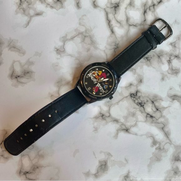 Unisex Angry Birds Black Faux Leather Wrist Watch - Picture 4 of 11